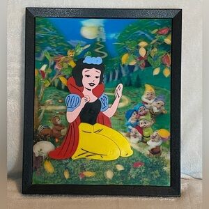 VTG 60’s Disney Magnetic Snow White 3D Puzzle plastic pieces Hologram Framed